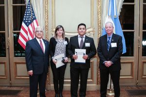 Dr. Sosa accepting Innovation Fund grant to grow study abroad partnerships with Argentina.